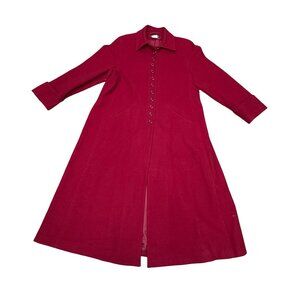 Harvé Benard Womens Red Wool Long Coat Size 14 Jacket Trench Coat Vintage Heavy